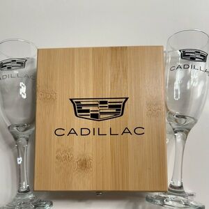 Cadillac Champagne Wins Glass Set with Boxed opener set NEW
